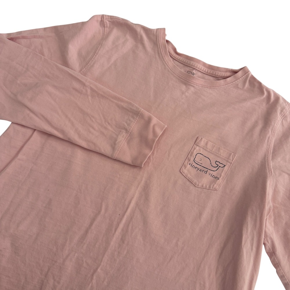 Vineyard Vines Womens Pink Long Sleeve Whale Logo Pocket T-Shirt XL Preppy